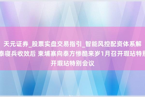 天元证券_股票实盘交易指引_智能风控配资体系解析 柬泰寝兵收效后 柬埔寨向泰方惨酷来岁1月召开瑕玷特别会议