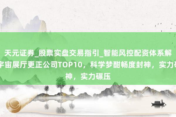 天元证券_股票实盘交易指引_智能风控配资体系解析 宇宙展厅更正公司TOP10,科学梦酣畅度封神,实力碾压