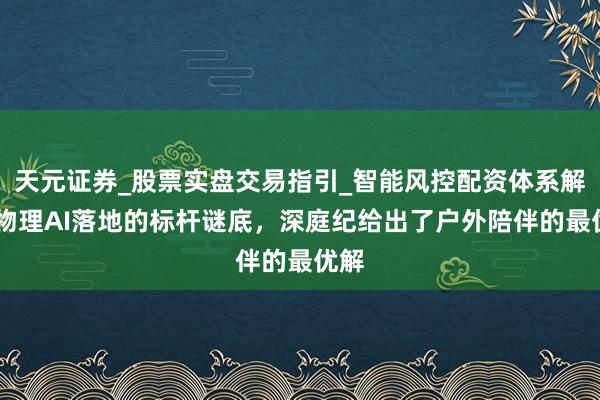 天元证券_股票实盘交易指引_智能风控配资体系解析 物理AI落地的标杆谜底，深庭纪给出了户外陪伴的最优解